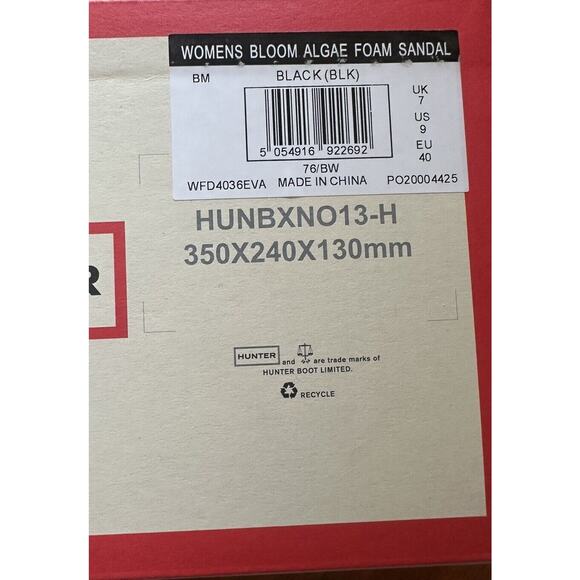 Hunter Sandals Bloom Algae Foam Black Women's 9US Vegan Lightweight Chunky Comfy - Picture 7 of 8